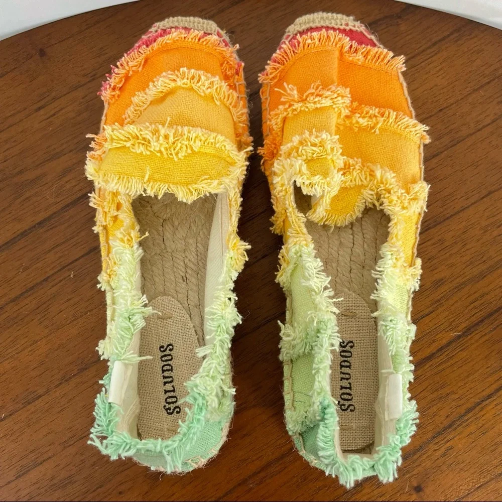 Summery Anthropologie/Soludos Ombre Smoking Slippers Sherbert Multicolor, 7.5